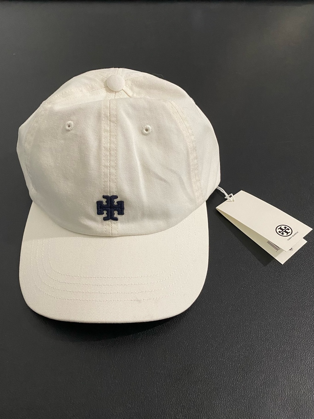 Tory Burch Cream Baseball Cap with Navy Logo - Picture 4 of 8